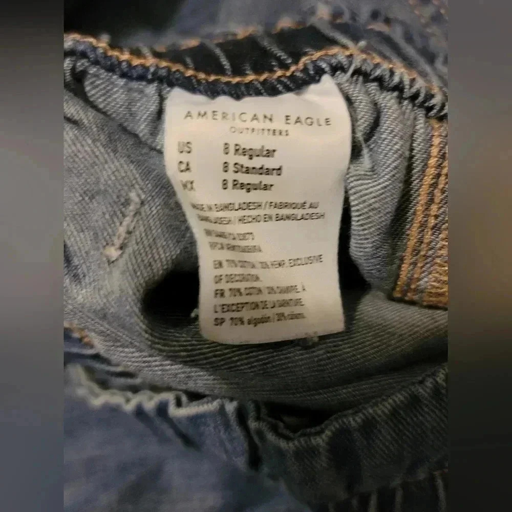 American Eagle Highest Rise Mom Blue Pants Size 8 - Picture 7 of 7